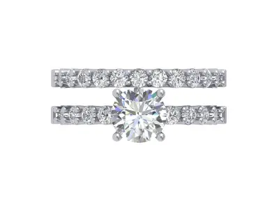 Solitair Ring Bridal Set 3D print model 57