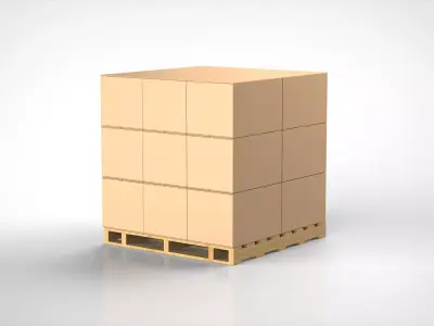 Cardboard boxes and pallet 3D model