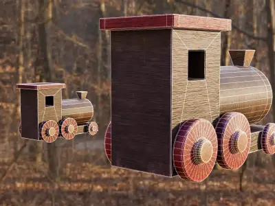 Wooden Toy Trains 3D model