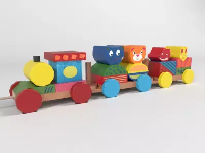 wooden toy train Low-poly 3D model buy