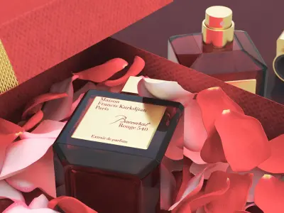Baccarat Rouge 540 Extrait Perfume Gift Box with Rose Petals 3D model