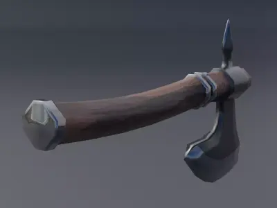 Battle axe Low-poly 3D model 4