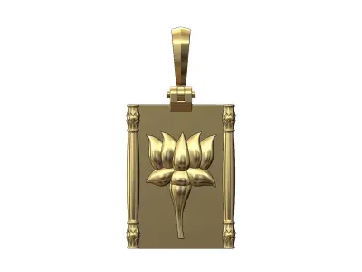 Lotus flower relief and columns pendant charm 3D print model