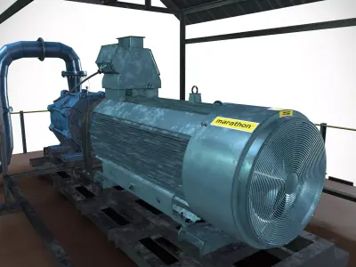 Mining Electric Dewatering Pump 50 hp Voltage 230 V 3D model