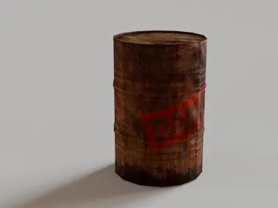 Old Metal Barrel Low-poly Low-poly 3D model