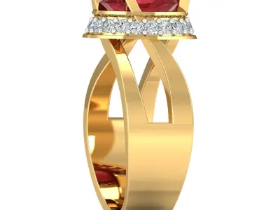 Antique Gemstone Crystal Red Stone Ring 3D print model