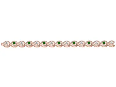 Antique Designer Green Diamond Tennis Bracelet 3D print model