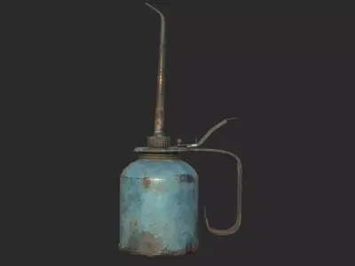 Vintage Oilcan Blue Rusty PBR Game Ready Low-poly 3D model