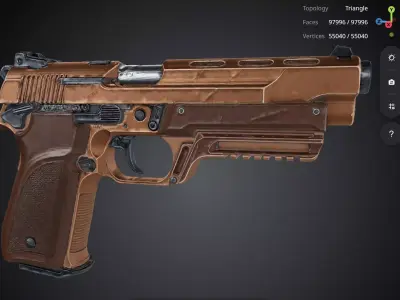 Bronze Pistol 3D model purchase