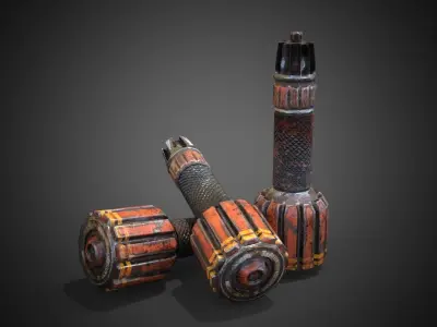 Sci-fi post-apocalyptic grenade Low-poly 3D model