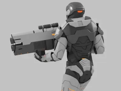 Sci- fi  soldier rigged animated character 3D model