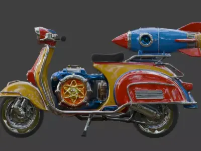 Classic Atompunk Jet Assisted Scooter 3D Model Low-poly 3D model