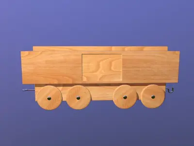 Wooden Toy Train - Cargo Wagon Low-poly 3D model