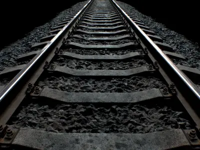 Railroad wit Concrete Sleepers Low-poly 3D model