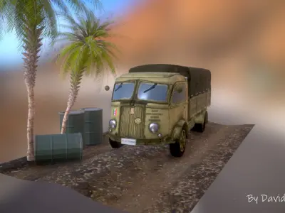 WWII Truck Fiat 626 CN Italian Low-poly 3D model