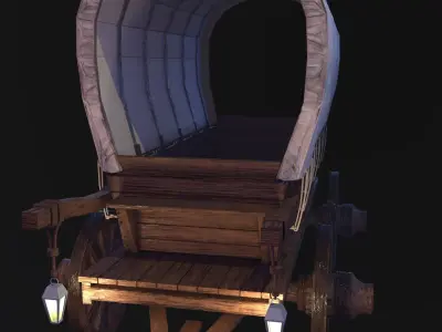 Realistic Wagon Medival Low-poly 3D model
