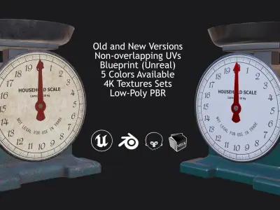 Vintage Kitchen Scale Low-poly 3D model