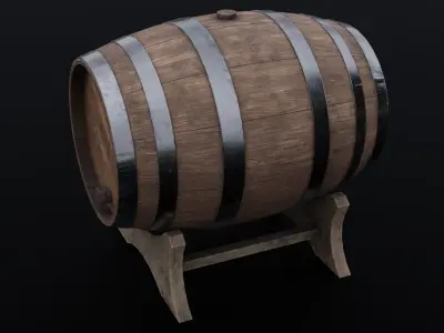 Wood-Barrel LowPoly wooden wine barrel Free low-poly 3D model