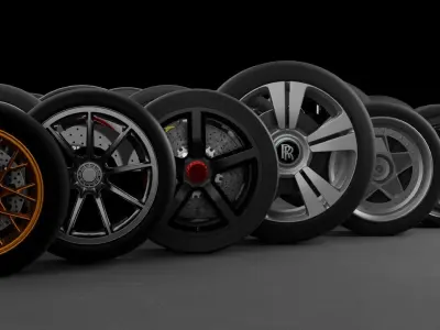 43 High Quality Rims with wheels and calipers 3D model