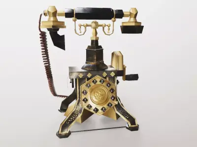 Antique Telephone Low-poly 3D model