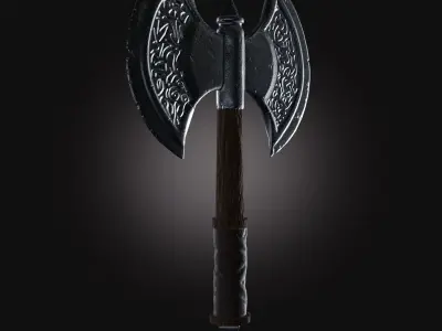 Axe silver PBR low-poly game raedy Free low-poly 3D model