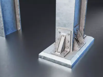 Steel Structural Beam Set - 2 Low-poly 3D model