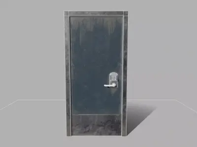 Animated Industrial Door With Keypad Low-poly 3D model
