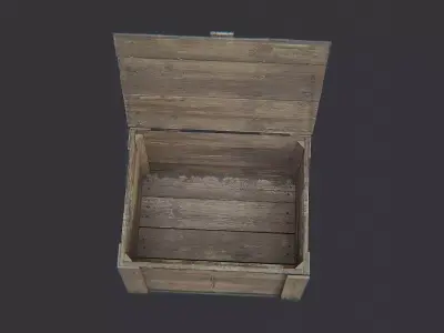 Military Wood Open Crate Low-poly 3D model