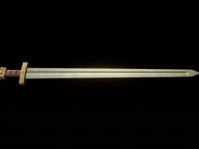 Viking sword Low-poly 3D model 9
