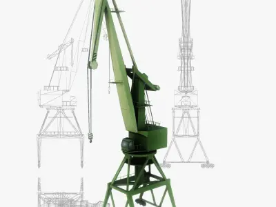 Port gantry crane 4 low poly Low-poly 3D model