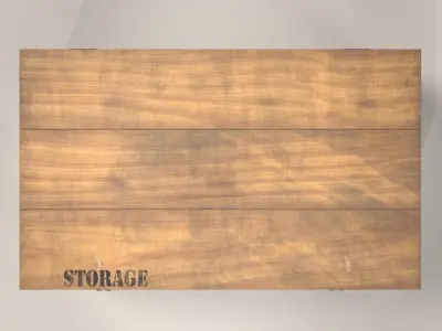 Wooden storage box Low-poly 3D model