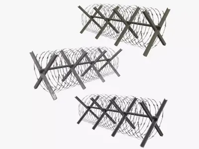 Barbed Wire Barricade Low-poly 3D model purchase