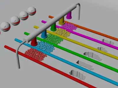 PacMan Filling Balls in a Vehicle Shape pit 3D model
