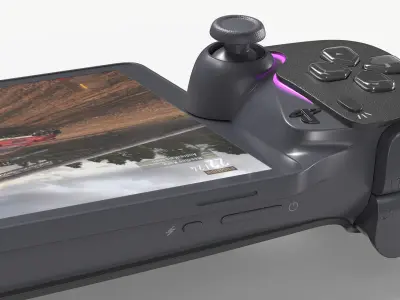 Wireless Game Console with Display and Haptic Grips Black 3D model