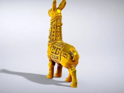 Golden Llama Sculpture model pack Low-poly 3D model purchase