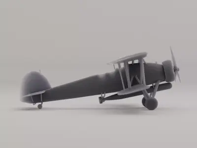 Fairey Swordfish Torpedo Bomber United Kingdom WWII 1938 3D print model