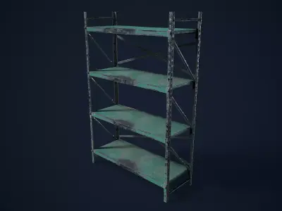 Metal Industrial Shelf 3D model 3D model