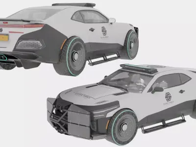 Sci Fi Police Car Rigged 3D Model Futuristic Vehicle 3D model