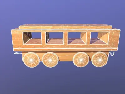Wooden Toy Train - Passenger Wagon Low-poly 3D model