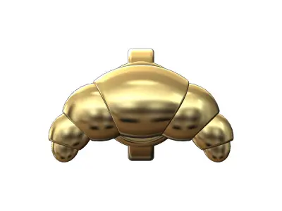 French croissant pastry stud earring 3D print model