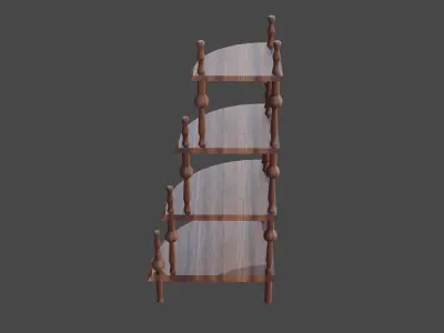 Wooden Corner Stand Shelf Low-poly 3D model