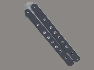 Butterfly knife Low-poly 3D model 2