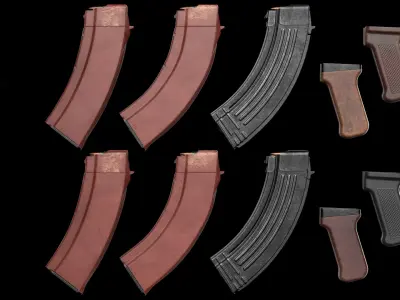 AK Magazines Kalashnikov Assault Rifle Metal Bakelite Polymer  Low-poly 3D model