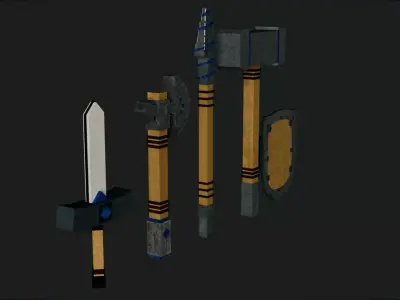 Minecraft Weapons Pack for Blender Low-poly 3D model
