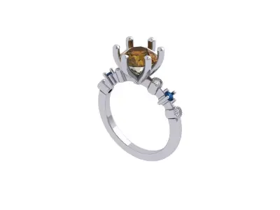 Round stone antique Ring 3D print model