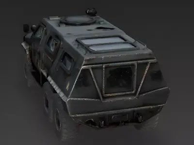 Destroyed 6x6 Armored Tactical Vehicle 3D Model Low-poly 3D model