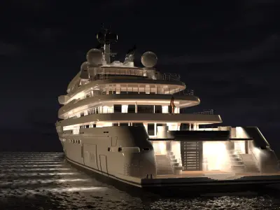 Opera Superyacht Night Scene 3D model