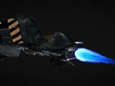JetBike spacecraft with stripe Low-poly 3D model