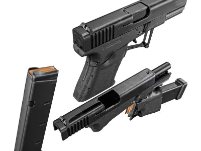  Full Conceal Folding GLOCK 19 Low-poly 3D model