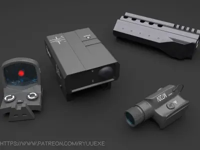 Handgun Accessory Pack 3D model